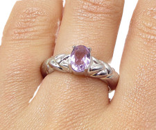 925 Sterling Silver Faceted Amethyst Solitaire Band Ring Sz 7 RG3484