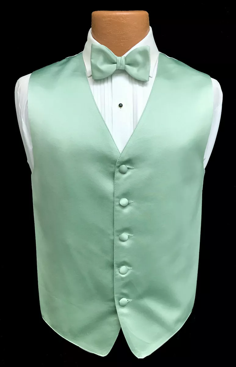 Mint green tuxedo vest and tie sale