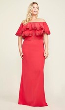Tadashi Shoji Karlie Off-Shoulder Crepe Gown Red PLUS SZ 20 Q NEW 448