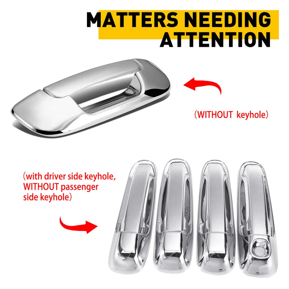 Manija cromada de 4 puertas + cubiertas de puerta trasera para Dodge Ram 1500 2500 3500 2002-2008 Foto 4 de 4