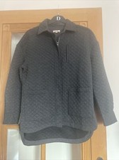Badgley Mischka Overshirt Jacket Shacket Grey Quilted S 8 10 12