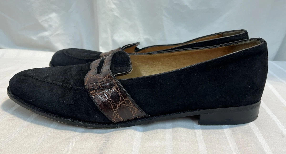MORESCHI Eyelet Loafer Dress Shoe Suede, Handmade in Italy Men\'s Slip-on Sz 9 Craftsmanship, Italian lifestyle, and unique design come  main image 2