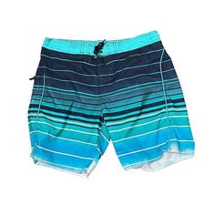 Roundtree  Yorke Swim Trunks Men Large Swimwear Board Short Striped Zip Pockets