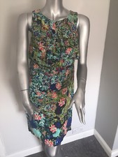 Warehouse Size 14 Viscose Multi Coloured Sleeveless Tea Dress