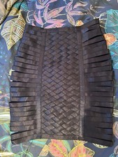 House of CB Mateia Shiny Strap Elastic Mini Skirt Black size Large New No Tags