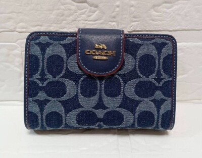 Coach Bifold Wallet & Card Holder Signature Navy Denim Outlet New Japan