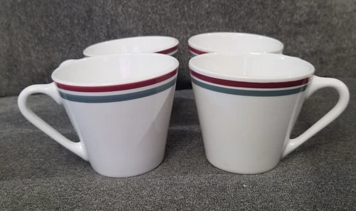Syracuse CHINA Syralite Restaurant Ware Cup Mug Red Grey Striped USA Vintage 50s