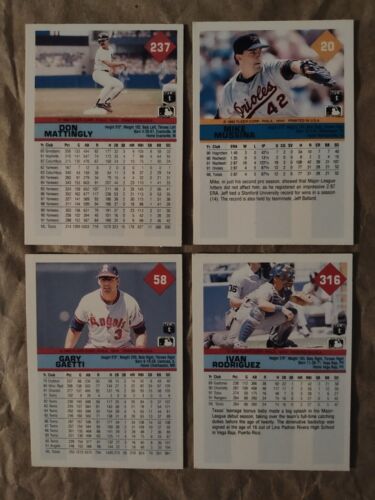 1992 Fleer MLB VG/NM/M Cards Lot Of 4 Ungraded, Rodriguez, Mussina, Mattingly - Picture 2 of 5
