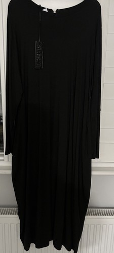 Black Maxi Dress Soft Fabric one size New Tags Made In Italy Lagenlook Long - Picture 4 of 7