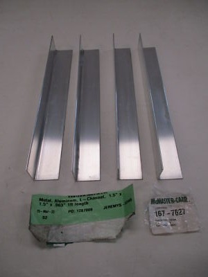 MCMASTER-CARR ALUMINUM 12'' L - CHANNEL 1.5'' X 1.5'' X .063'' (SET OF 4) 8982K7