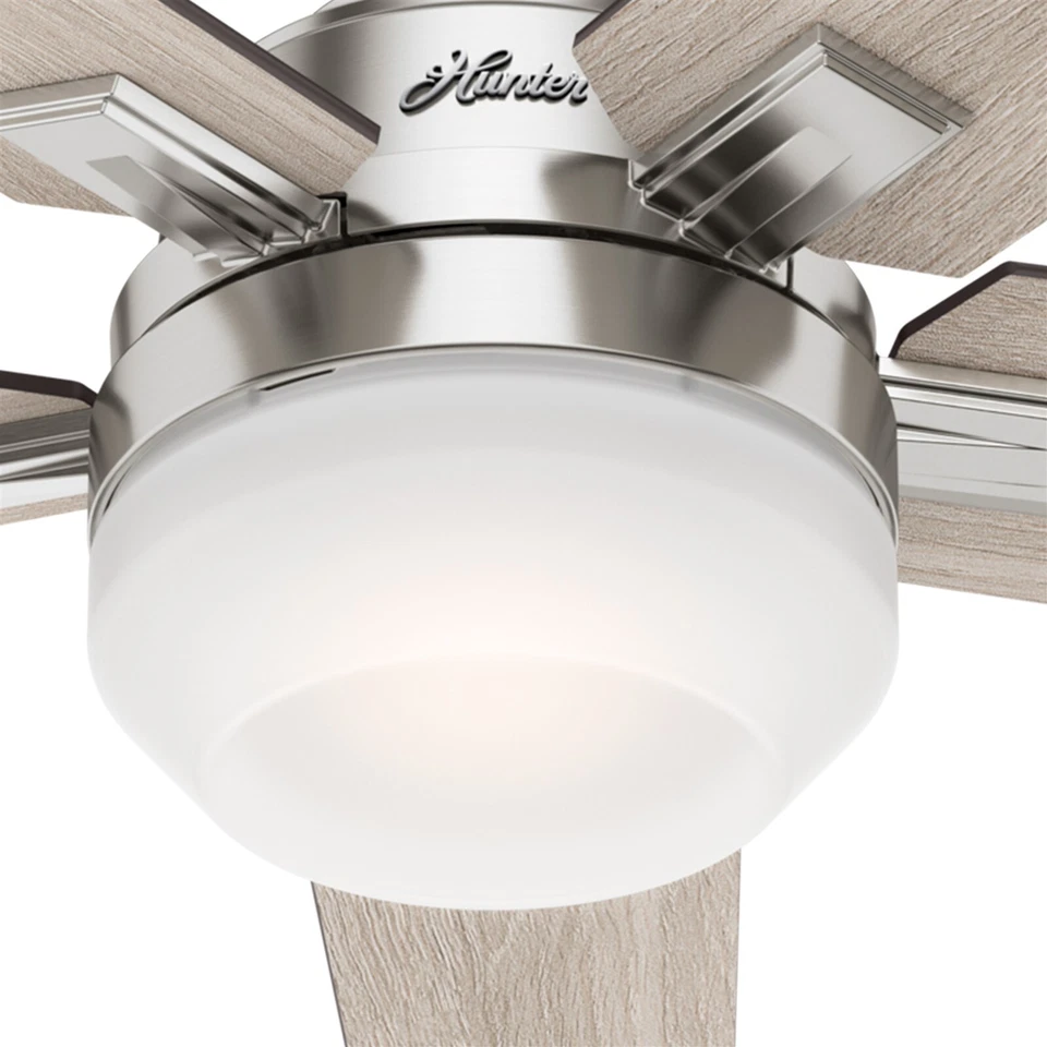 Ventilador Hunter 52 pulgadas contemporáneo níquel cepillado ventilador de techo con control remoto y luz Foto 3 de 4