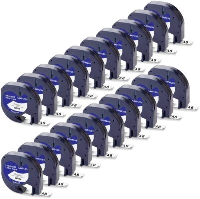 GREATEAM Multipack Plastic Paper Tape 12mm x4m Compatible with Dymo LetraTag Label Makers