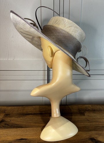 Cappelli Condici Cream Grey Sinamay Hat Mother Bride Wedding Guest Races Party - Picture 9 of 20