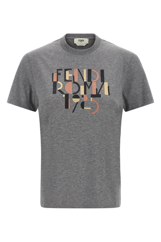 FENDI $890 Gray Melange Cotton T-shirt New & Authentic - Picture 1 of 3