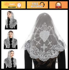 Catholic Veils for Women - Embroidered Chapel Mantilla Lace Head Coverings