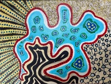  Abstract acrylic painting OOOK original art on canvas board 12" x 16" 