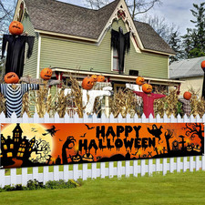 Happy Halloween Banner 98.4X19.6 Inch Black Orange Halloween Decor Polyester F