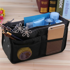 Bi-fold Storage Bag Double Zipper Multifunction Makeup Toiletries Organizer