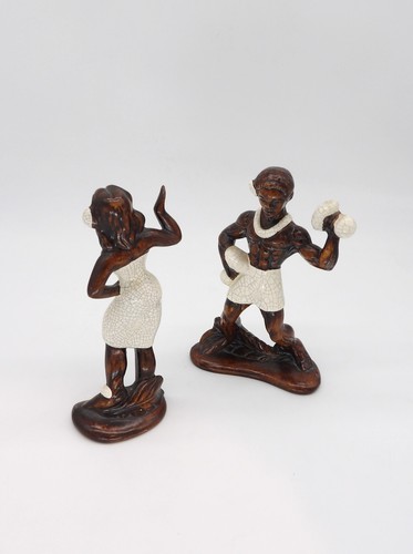 Treasure Craft of Hawaii statuine ballerine hula uomo e donna ceramica vintage anni 60 - Foto 3 di 10
