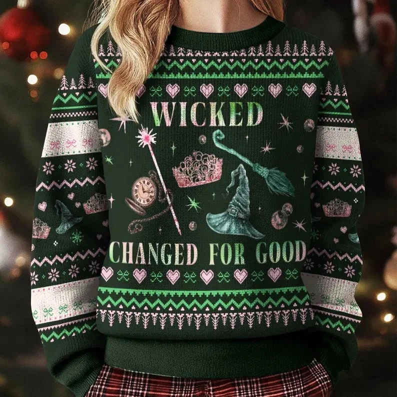 Wicked Changed For Good Ugly Xmas Sweatshirt, Wizard Defy Gravity Sweater