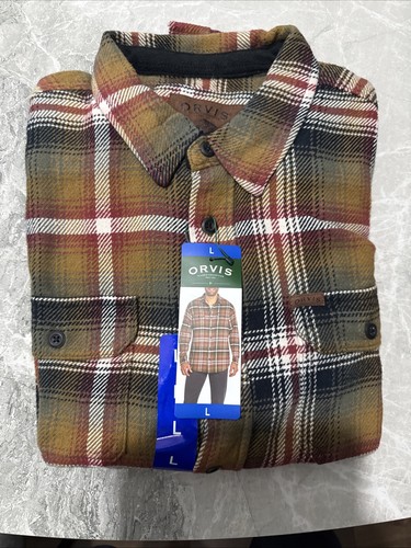 Orvis Classic Collection Men’s Plaid Flannel Shirt Multi Colour Size L New Ta -1