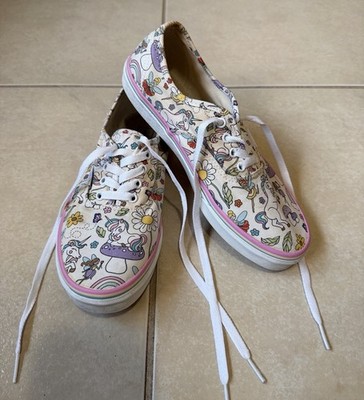 Vans Shoes Girls Size 7 Unicorn Fairy Rainbow White Canvas Fantasy Pastel Junior
