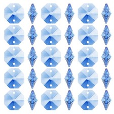 K9 Crystal Octagon Beads 2 Holes 100 Pack 14mm Chandelier Prisms, Light Blue