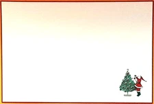 20 Crane & Company Santa & Tree White Flat Cards, Red-Lined White Envelopes- NOS