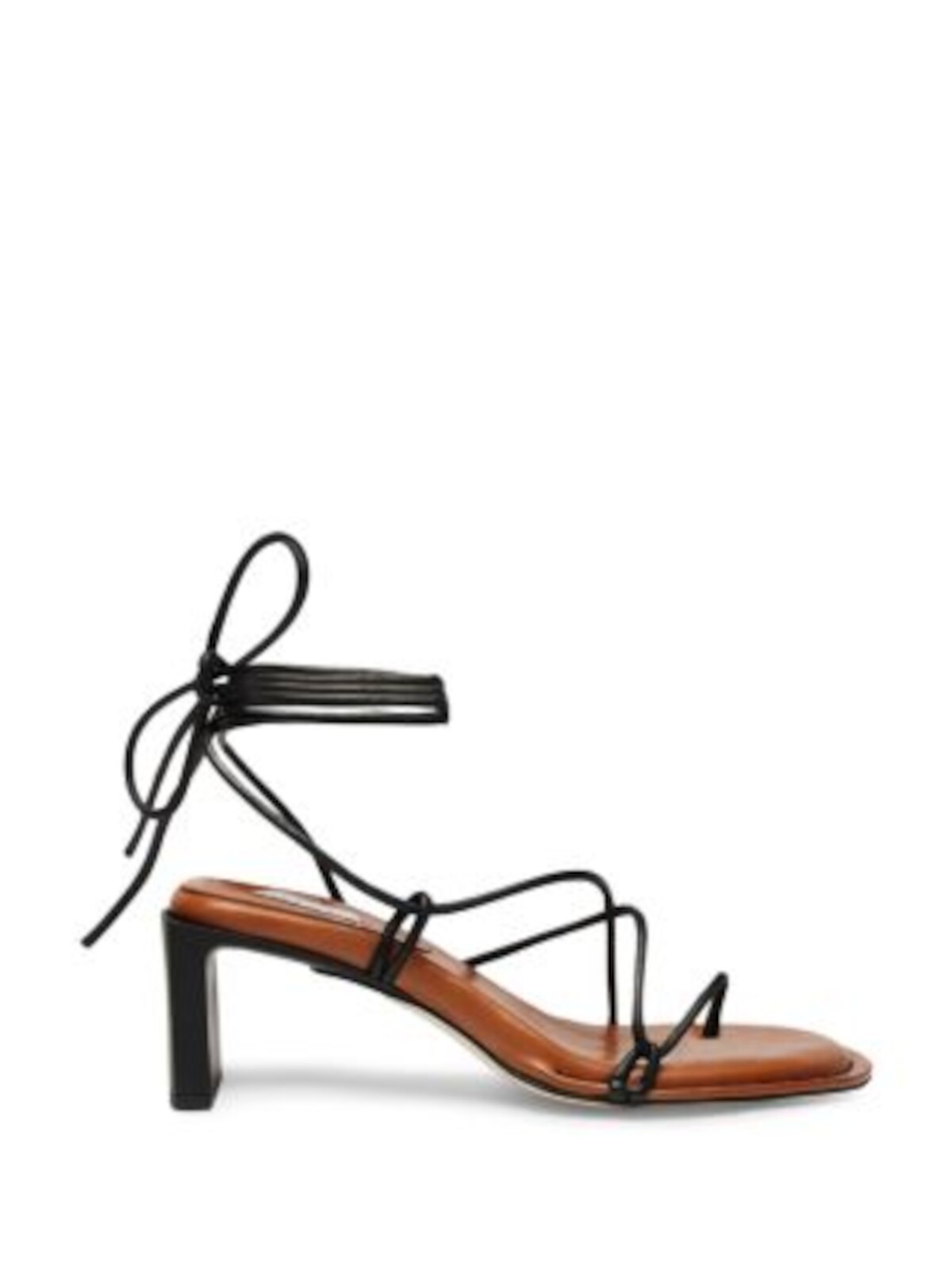MIISTA Womens Black Ankle Wrap Ties Alberta Block Heel Leather Heeled Sandal 37