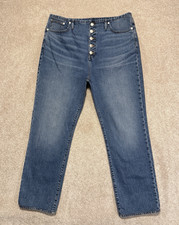 Madewell Jeans 90's Straight Women Size 32 Elastic Waist Button Fly High Rise