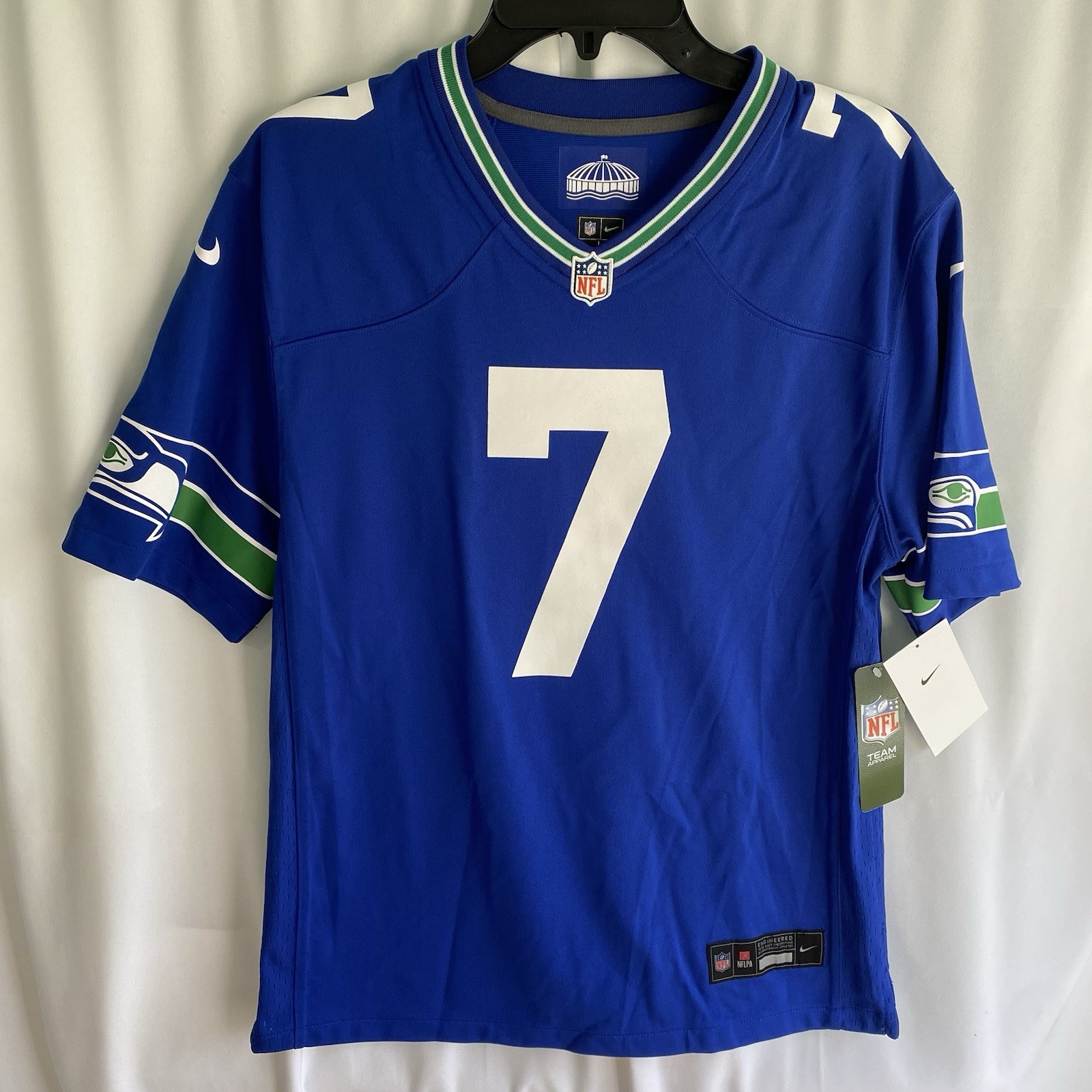 NWT Nike Geno Smith Seattle Seahawks #7 Blue Throwback Alt Game Jersey Youth L