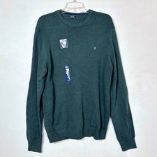IZOD Crew Neck Knit Pullover Sweater Dark Green Gables Mens Large Holiday Office