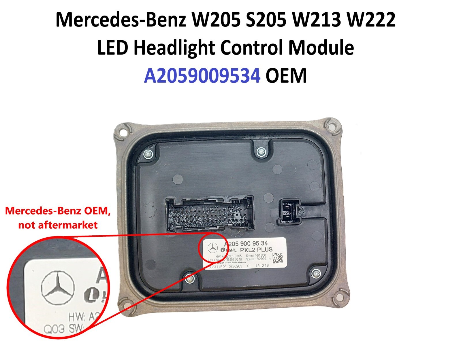 Mercedes-Benz W205 S205 W213 W222 LED Headlight Control Module A2059009534 OEM