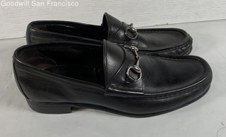 Gucci Horsebit Loafers Leather Square Toe Black Men Dress Shoes Italy W/COA US 9