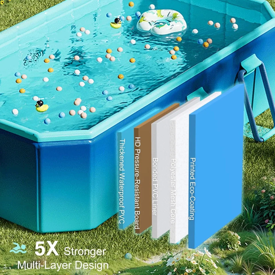 Faltpool Aufstellpool Familienpool Tragbar Outdoor Kinder Erwachsene - Bild 3 von 4