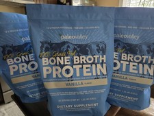 LOT OF 3 Paleovalley Vanilla Bone Broth Powde...