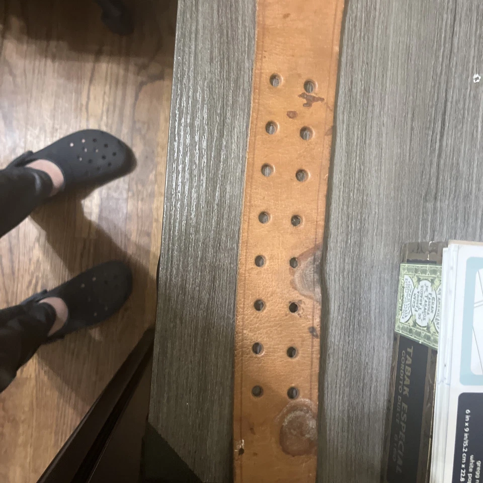 "Cinturón de levantamiento de pesas Gold's Gym Power de colección cuero marrón de la vieja escuela longitud 45""" Foto 2 de 3