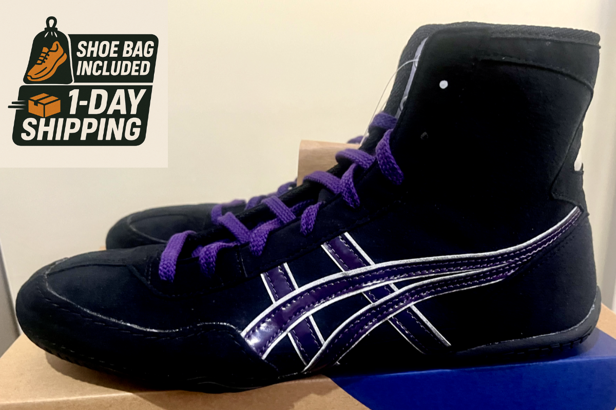 Opt Laces Purple : Asics Wrestling Shoes EX-EO 1083A001 Black x