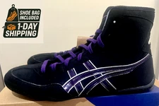 Opt Laces Purple : Asics Wrestling Shoes EX-EO 1083A001 Black x Purple x Silver