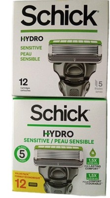 LOT OF 2 Schick Hydro Sensitive Razor Cartridges 12ct ( Old & New Look )