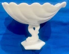 VTG Westmoreland Milk Glass Dolphin/Koi Fish Seashell Pedestal Compote Dish