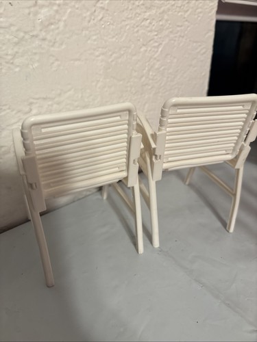 Vintage Matel Barbie Outdoor White Chairs With Gold Stars - Picture 5 of 7