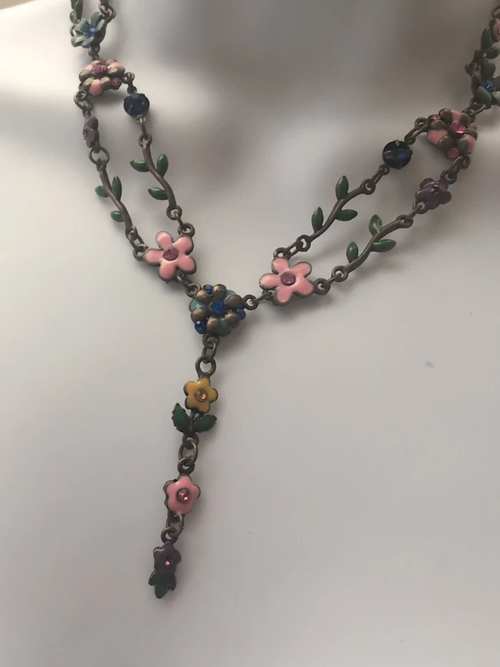 Collar Michael Negrin Esmalte Y Gota Floral Colores Pastel Latón Oscuro Foto 2 de 4