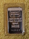 Rare Vintage Credit Suisse Silver Bar .999 Fine 1 Troy OZ
