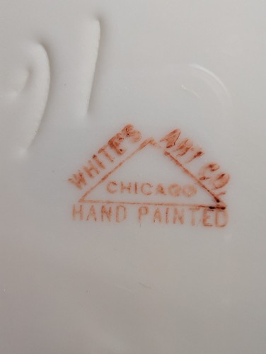 Vintage White's Art Co Chicago Floral Handled Gold Leaf Edge Serving Plate As Is - Picture 8 of 15