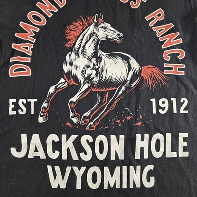 Diamond Cross Ranch Horse Cowboy T-Shirt Jackson Hole Wyoming Sz