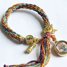Handmade Zakiram Thangka Colorful Rope Amulet Compile A Bracelet God of Wealth
