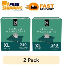 2 PACK Member's Mark 240 Adult Washcloth Disposable Moist Hand Face Body Wipes