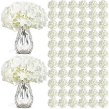 104 PCS Artificial Hydrangea Silk Flower Heads with Stems Full Floral