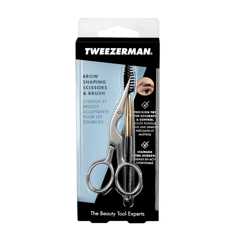 Tweezerman Brow Shaping Scissors and Brush - Stainless Steel Eyebrow Trimming🔥 - Image 3 of 4